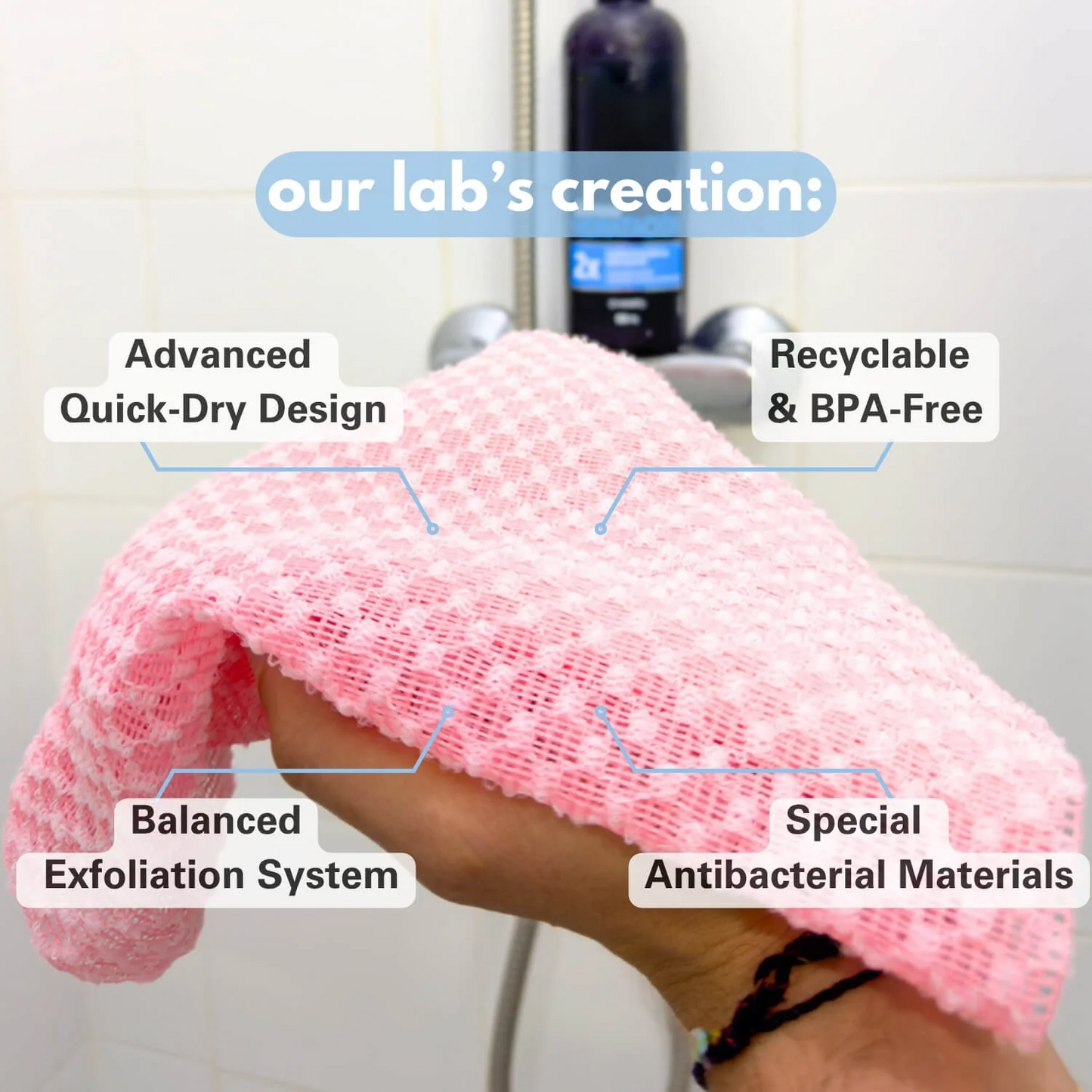 Viralaluna Exfoliating Antibacterial Shower Towel